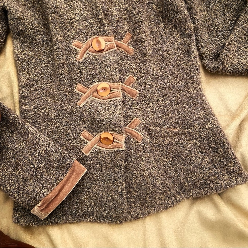Anthropologie Sweater Jacket Velvet Details by HWR Velvet Accents - Picture 5 of 13